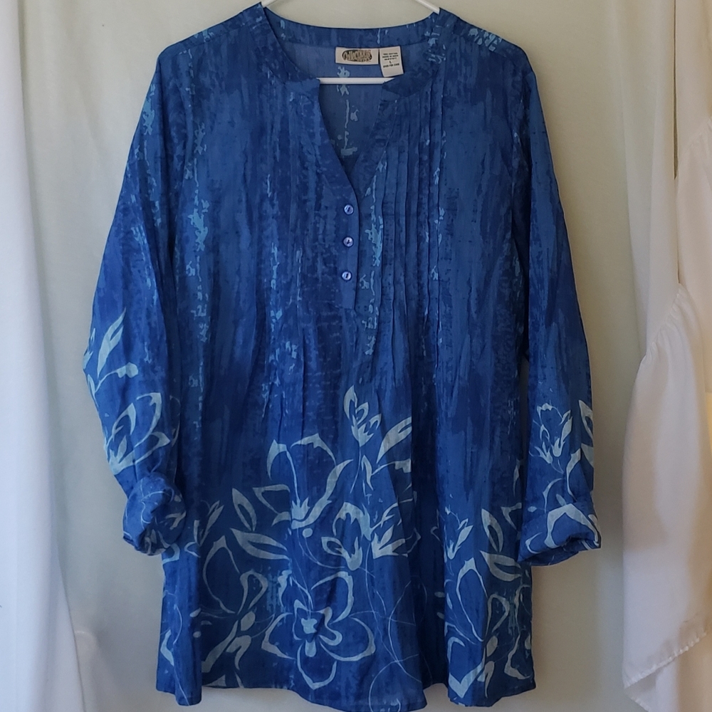 🌞2/$10 Collections Etc. Blue Boho Chic Blouse